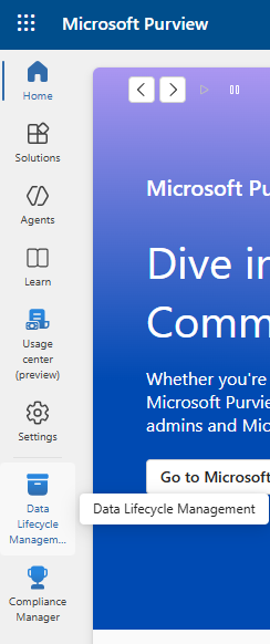 click on data lifecycle management in microsoft purview